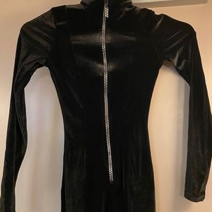 Black long sleeved velvet jumpsuit